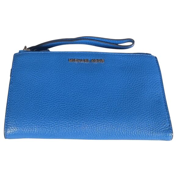 Michael Kors Jet Set Travel LG Double Zip Wristlet Wallet Blue - Picture 4 of 8